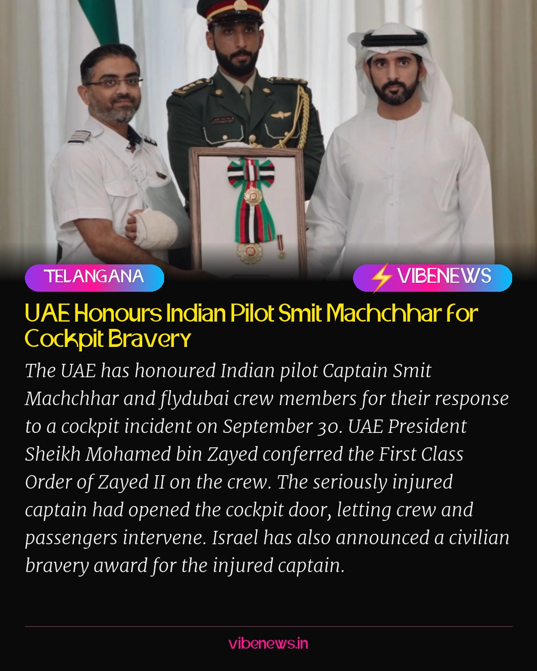 UAE Honours Indian Pilot Smit Machchhar for Cockpit Bravery