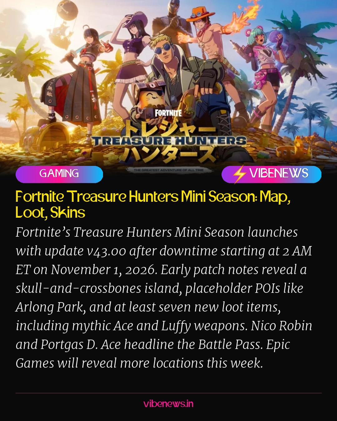 Fortnite Treasure Hunters Mini Season: Map, Loot, Skins