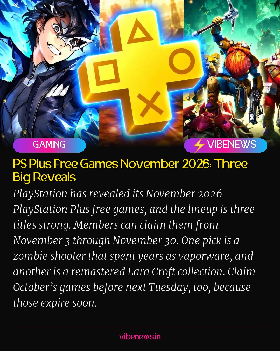 PS Plus Free Games November 2026: Three Big Reveals
