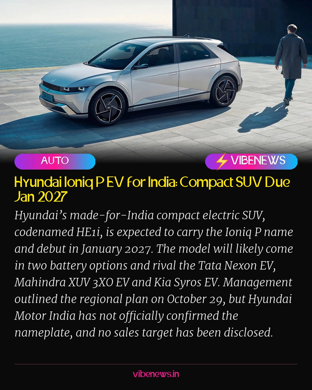 Hyundai Ioniq P EV for India: Compact SUV Due Jan 2027