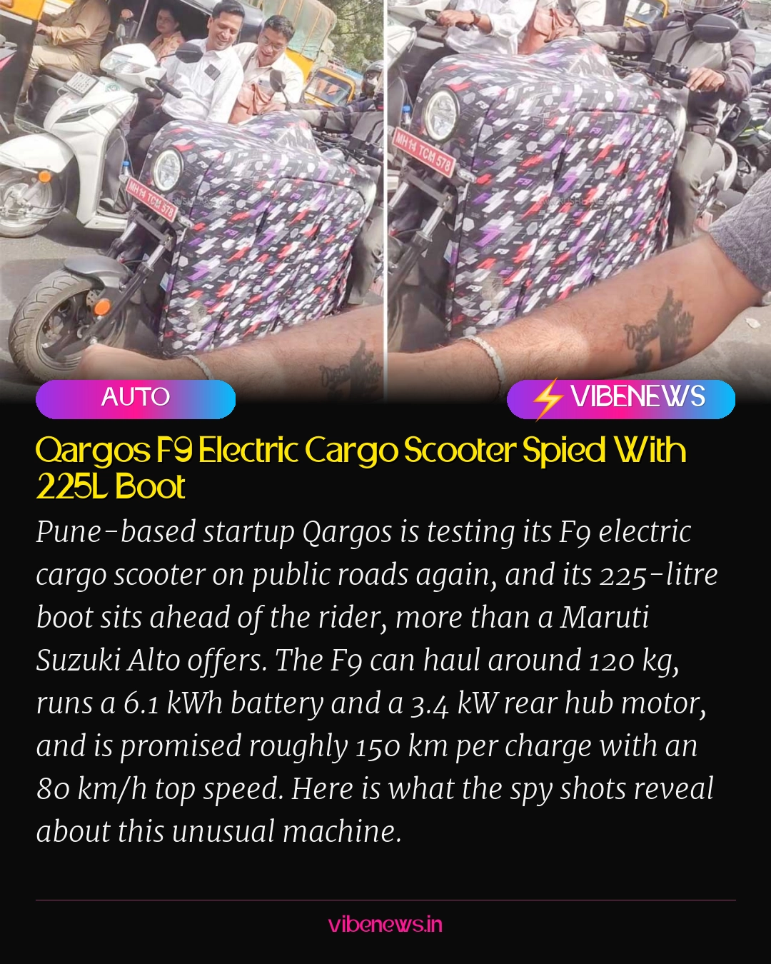 Qargos F9 Electric Cargo Scooter Spied With 225L Boot