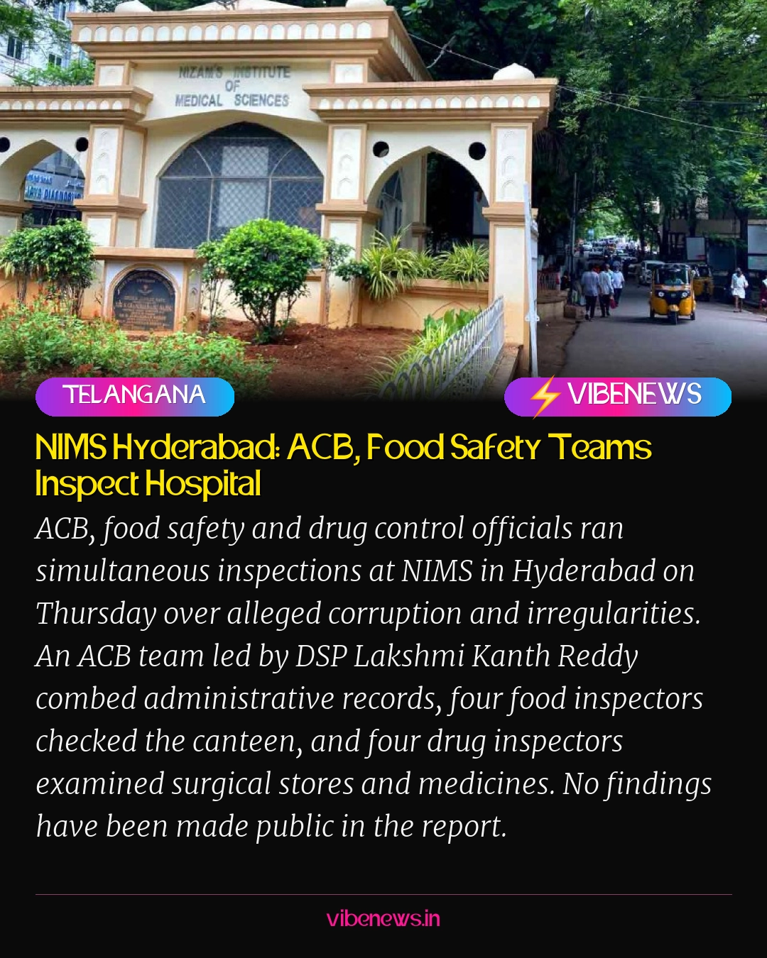 NIMS Hyderabad: ACB, Food Safety Teams Inspect Hospital