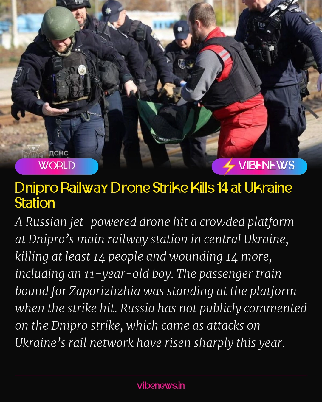 Dnipro Railway Drone Strike Kills 14 at Ukraine Station