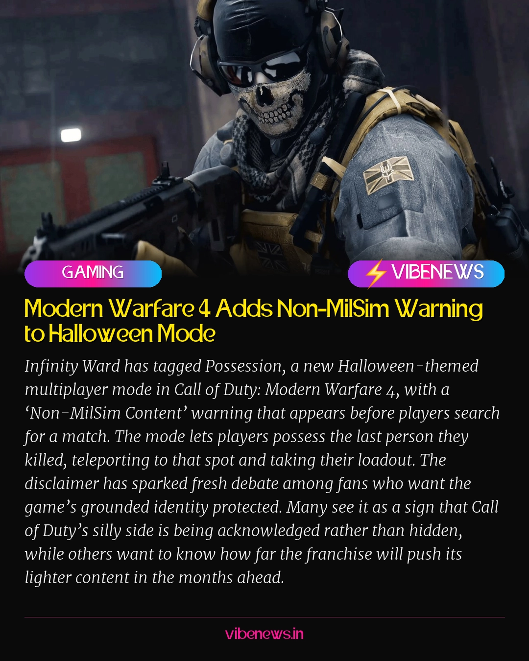 Modern Warfare 4 Adds Non-MilSim Warning to Halloween Mode
