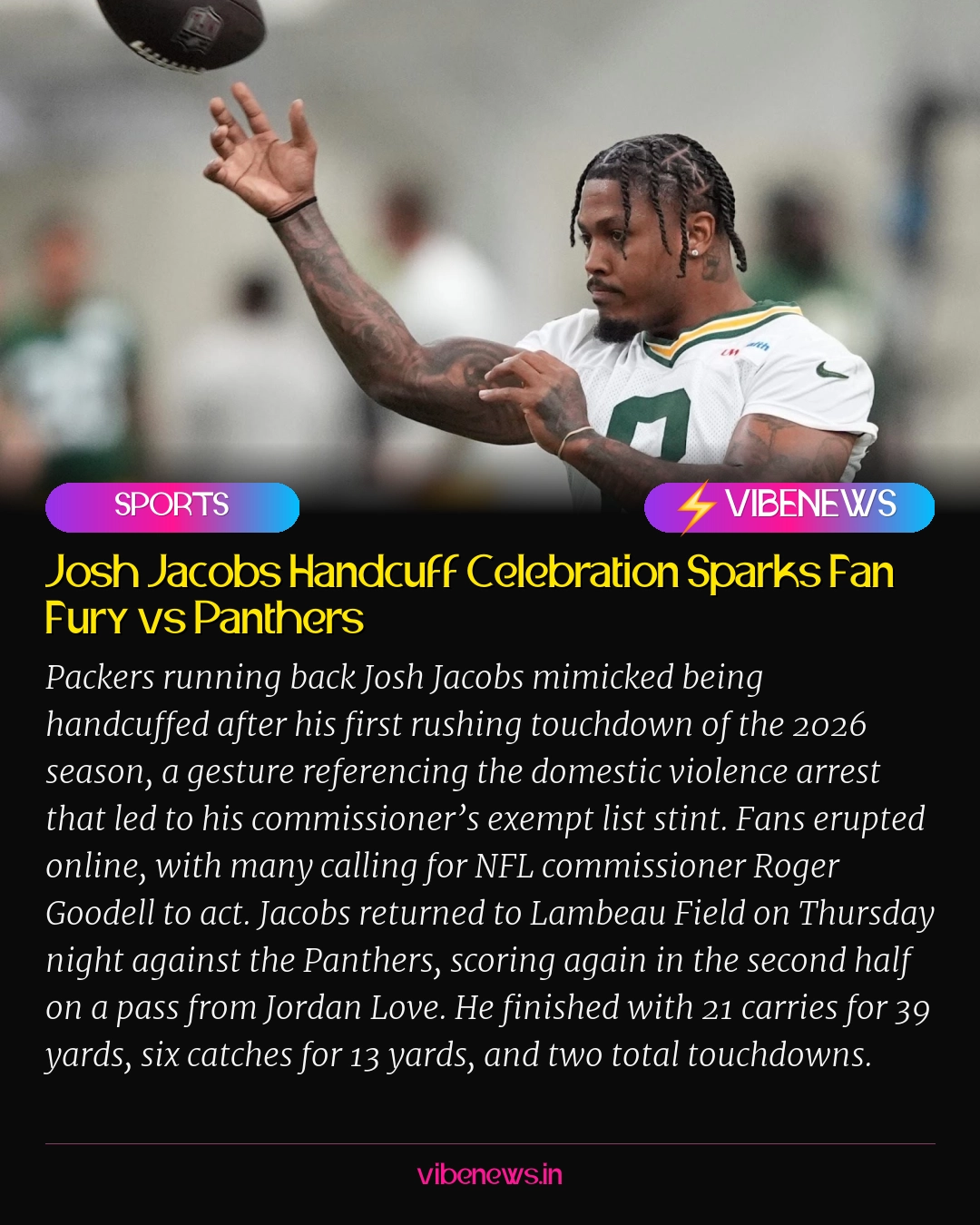 Josh Jacobs Handcuff Celebration Sparks Fan Fury vs Panthers