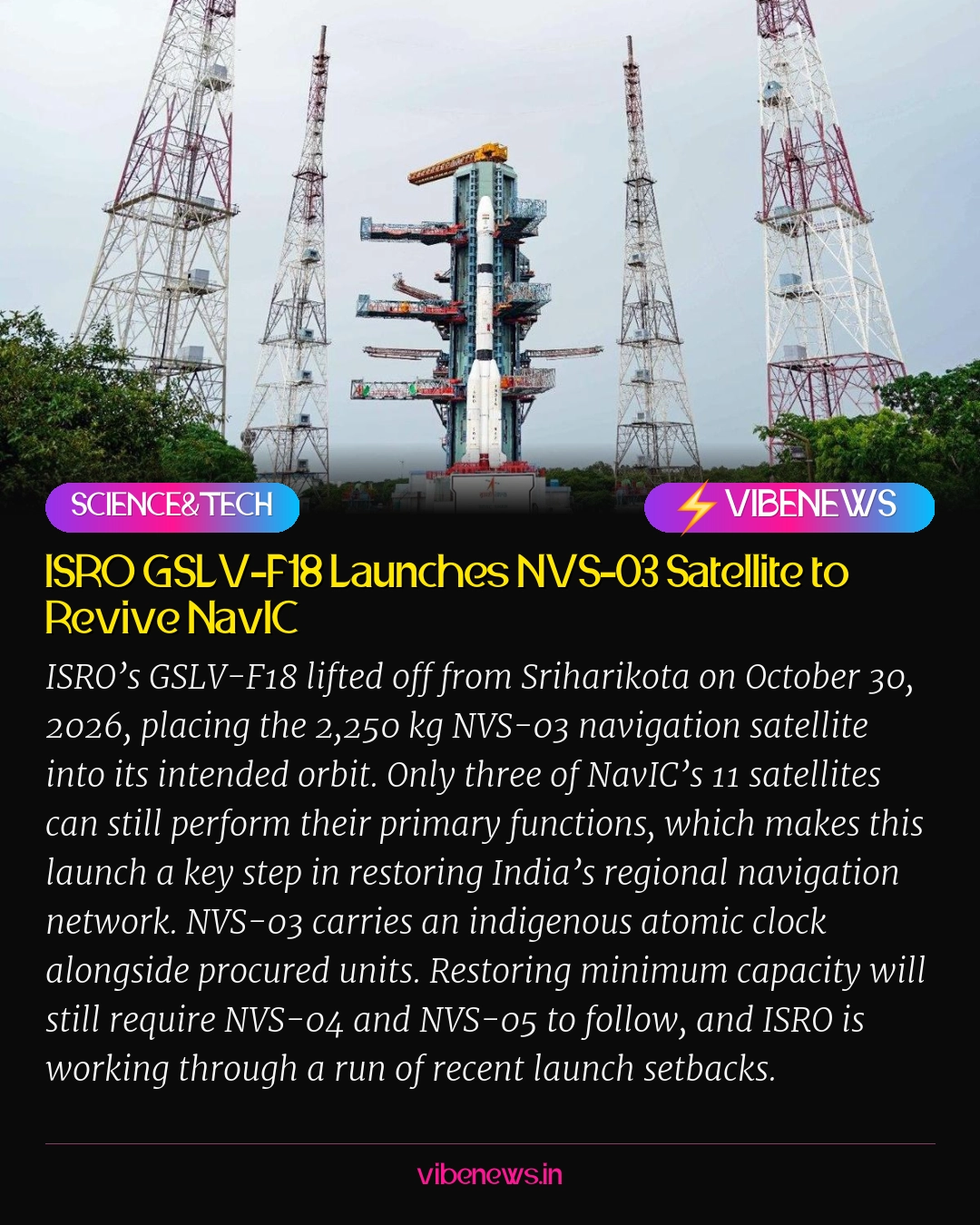 ISRO GSLV-F18 Launches NVS-03 Satellite to Revive NavIC