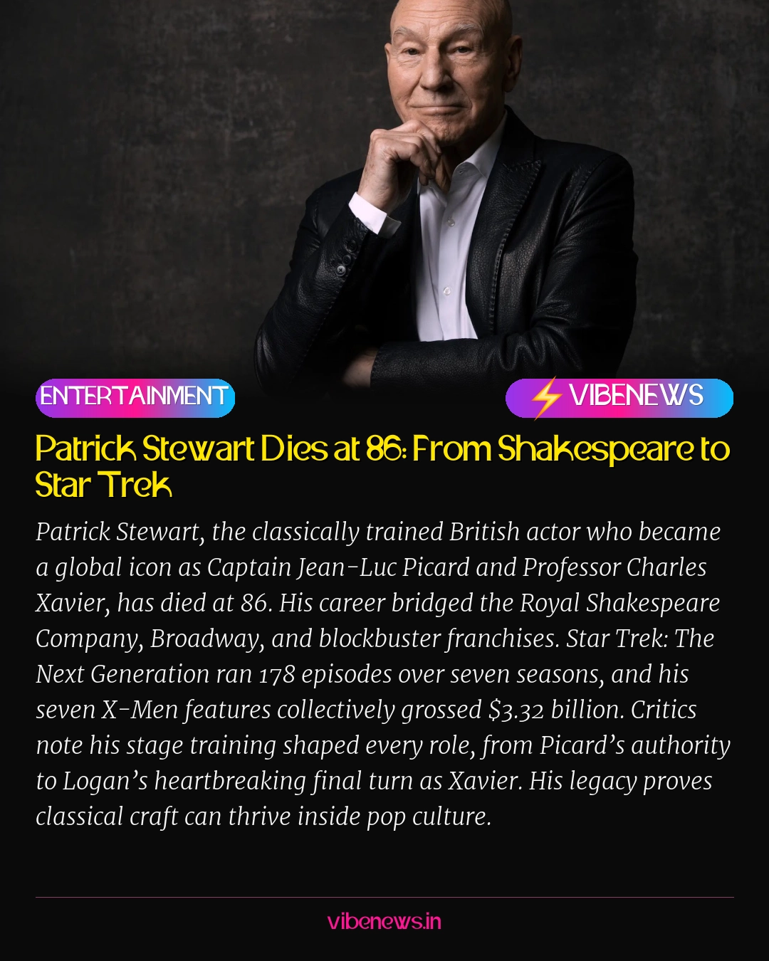 Patrick Stewart Dies at 86: From Shakespeare to Star Trek