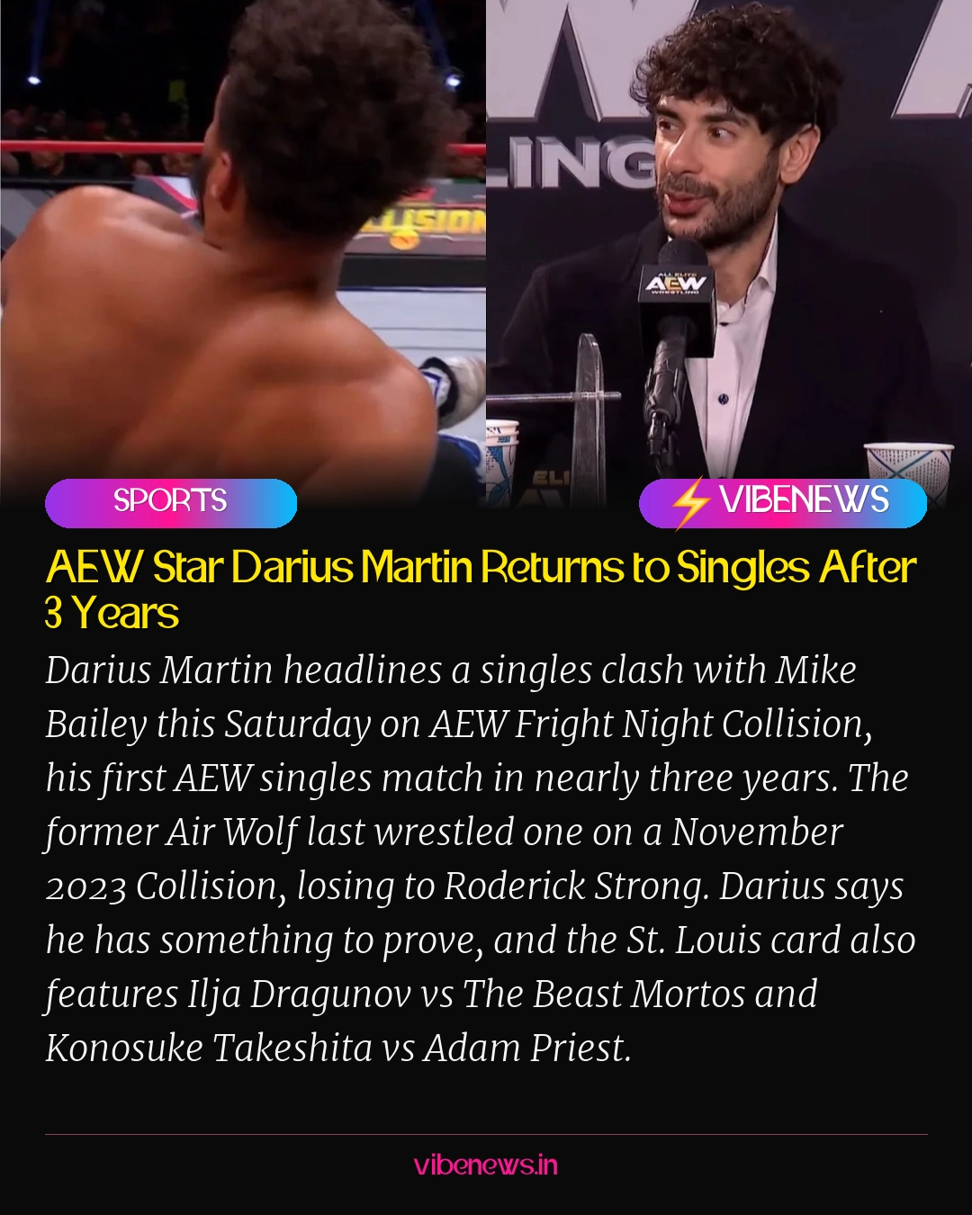 AEW Star Darius Martin Returns to Singles After 3 Years