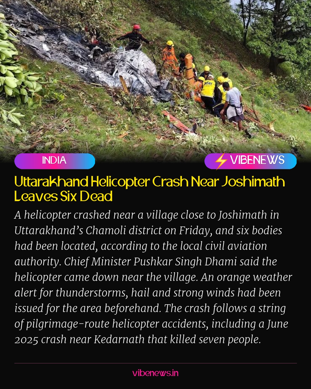 Uttarakhand Helicopter Crash Near Joshimath Leaves Six Dead